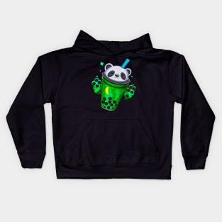 Starry Panda Bubble Tea - Emerald Dream Kids Hoodie